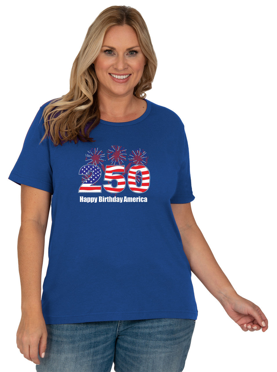 250 American Birthday Short Sleeve Scoop Neck