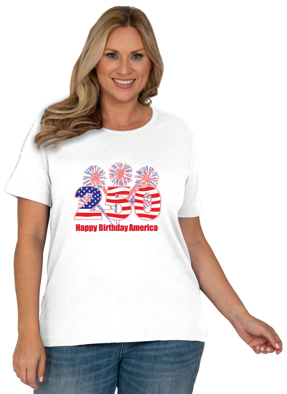 250 American Birthday Short Sleeve Scoop Neck