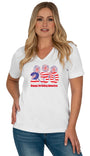 250 American Birthday Short Sleeve V Neck
