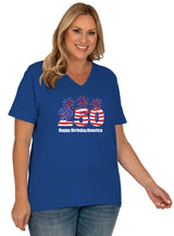 250 American Birthday Short Sleeve V Neck