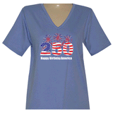 250 American Birthday Short Sleeve V Neck