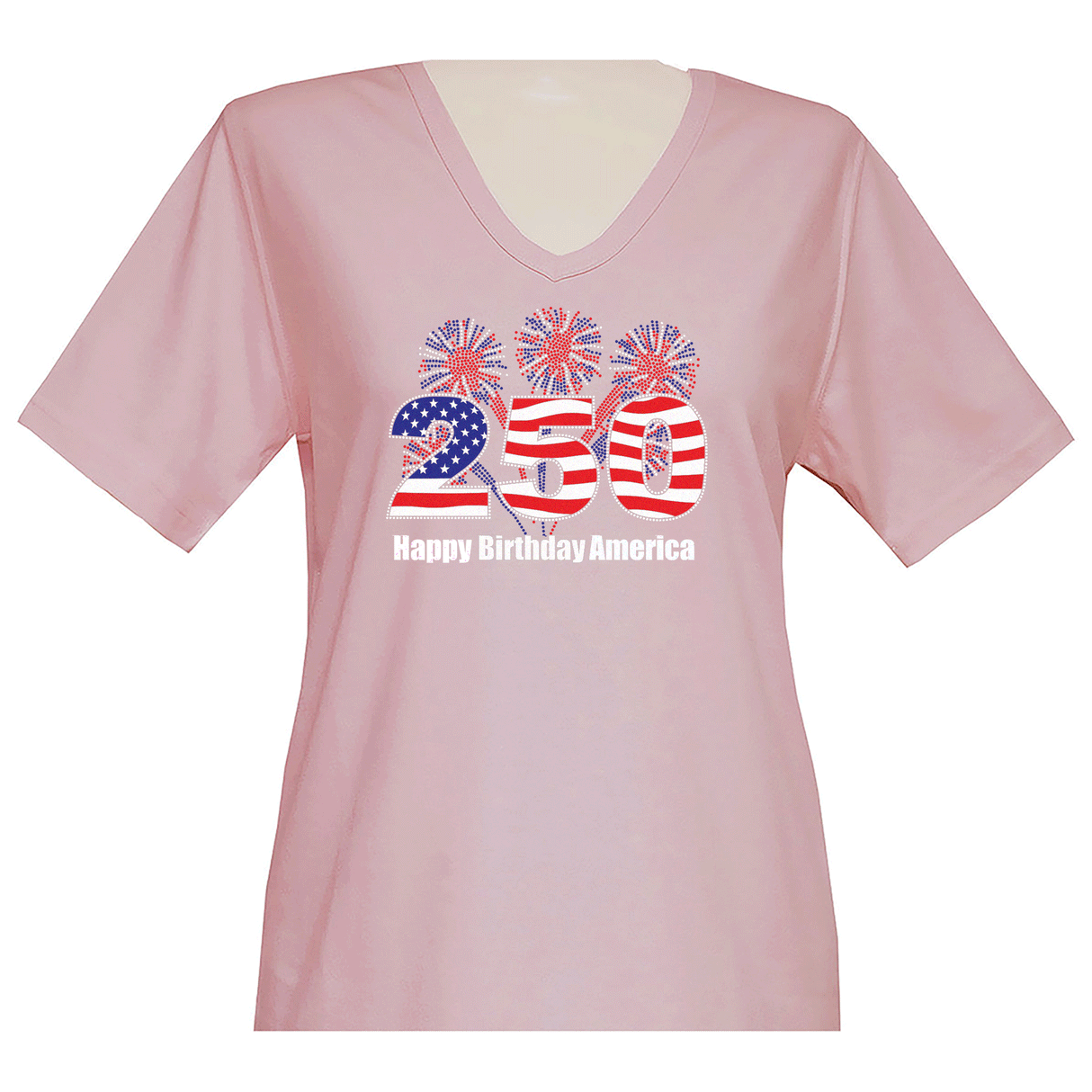 250 American Birthday Short Sleeve V Neck