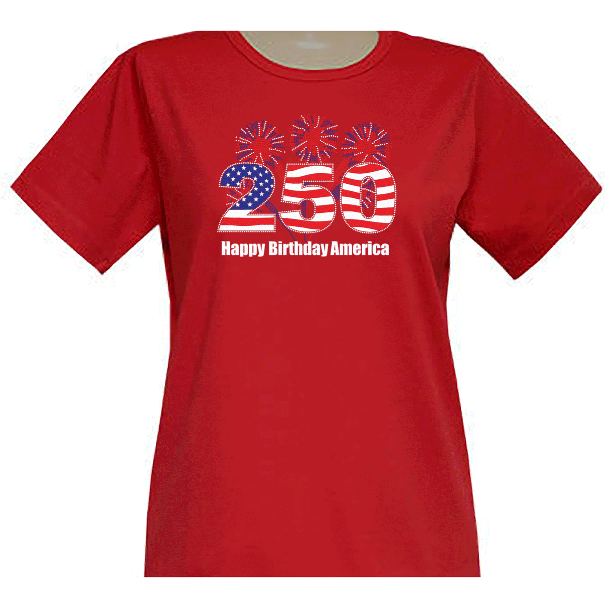 250 American Birthday Short Sleeve Scoop Neck