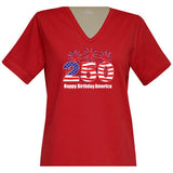 250 American Birthday Short Sleeve V Neck