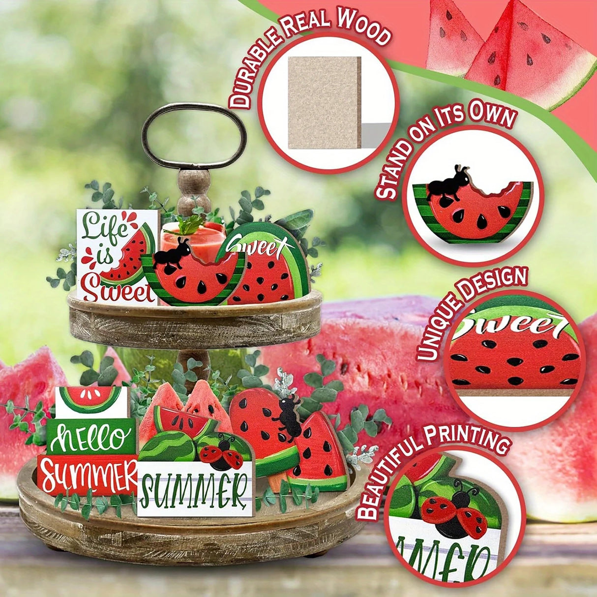 Summer Watermelon Tiered Tray Décor