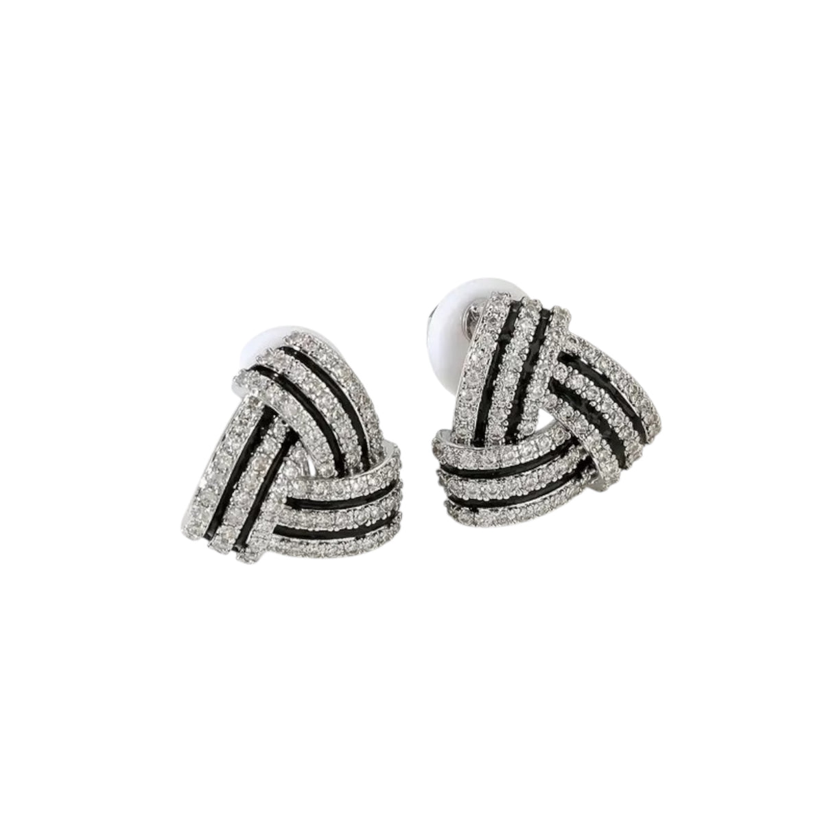 Silver and Black Clip on Earrings