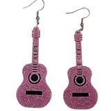 Glitter Guitar Earrings