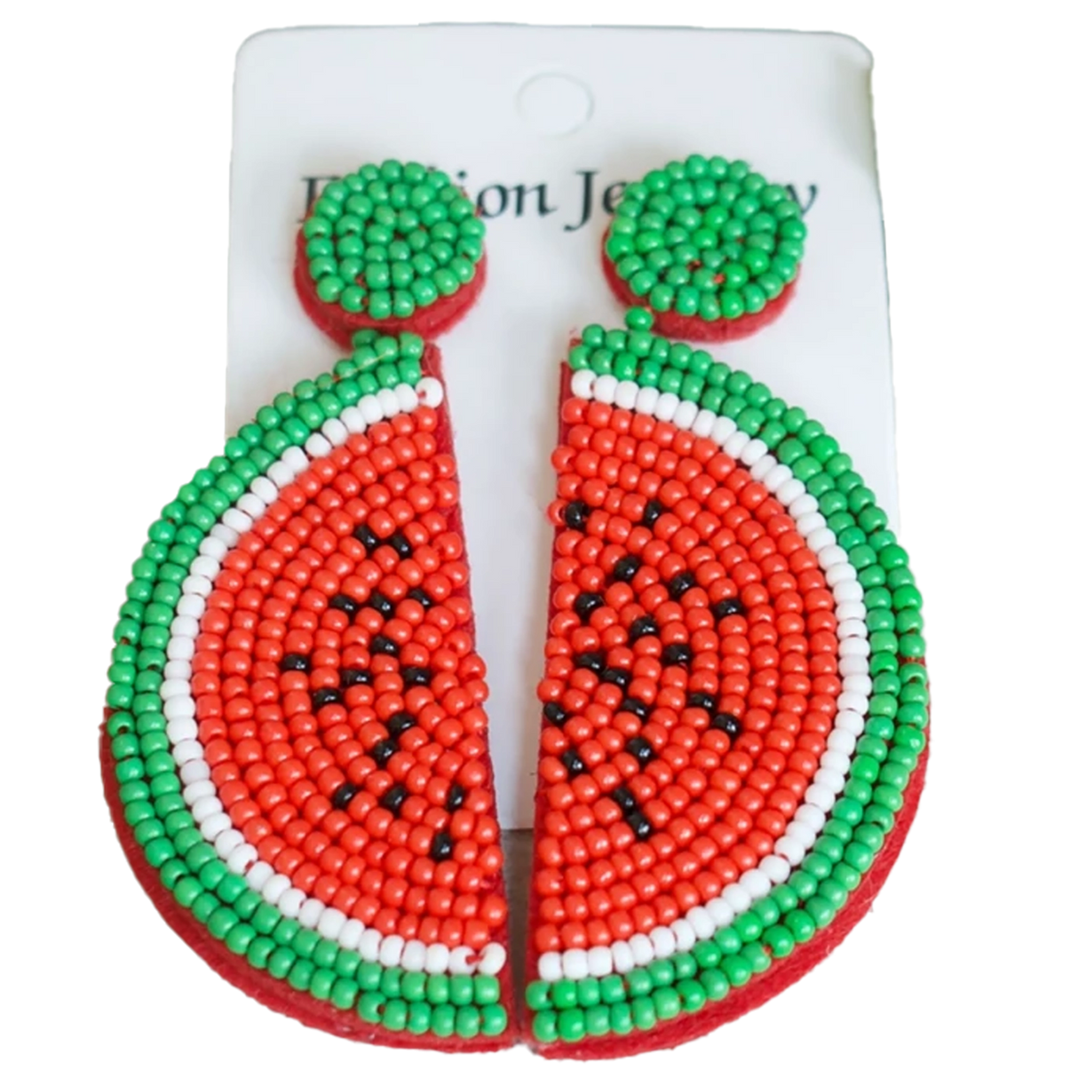 Beaded Watermelon Drop Earrings