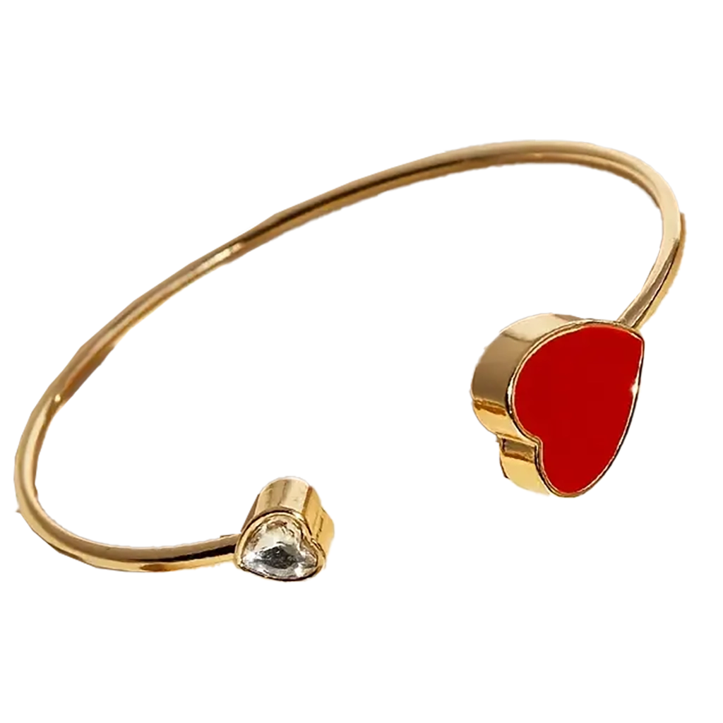 Red Heart Bangle Bracelet