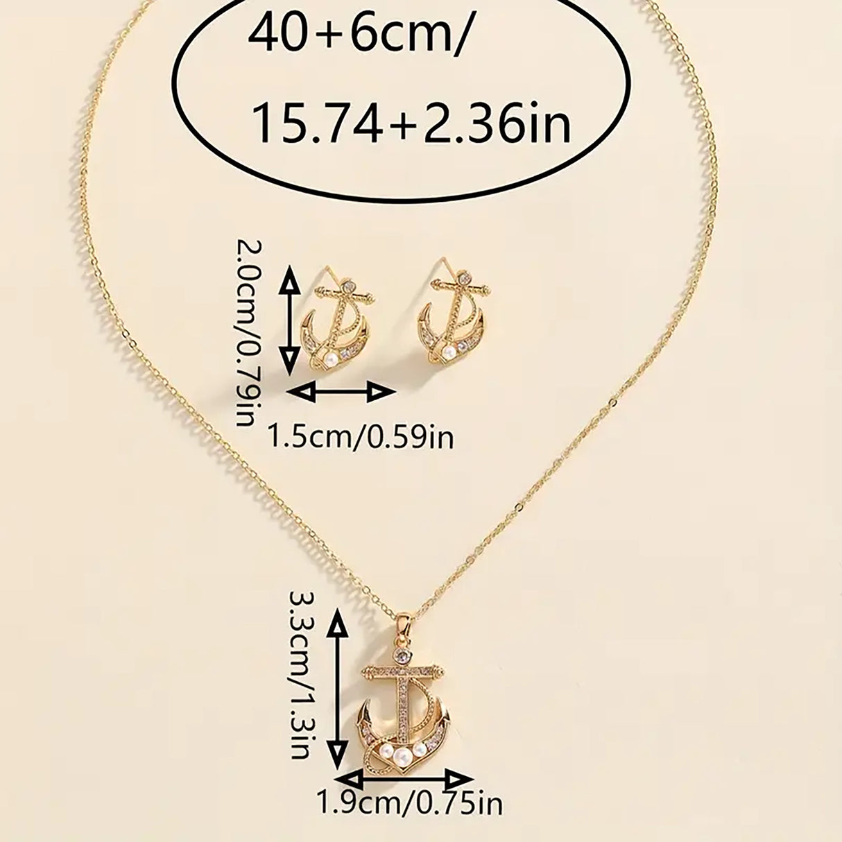 Pearl Anchor Necklace Set
