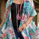 Multi-Color Palm Leaf Kimono