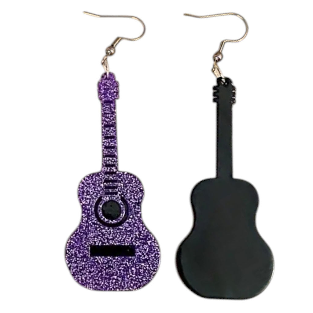 Glitter Guitar Earrings