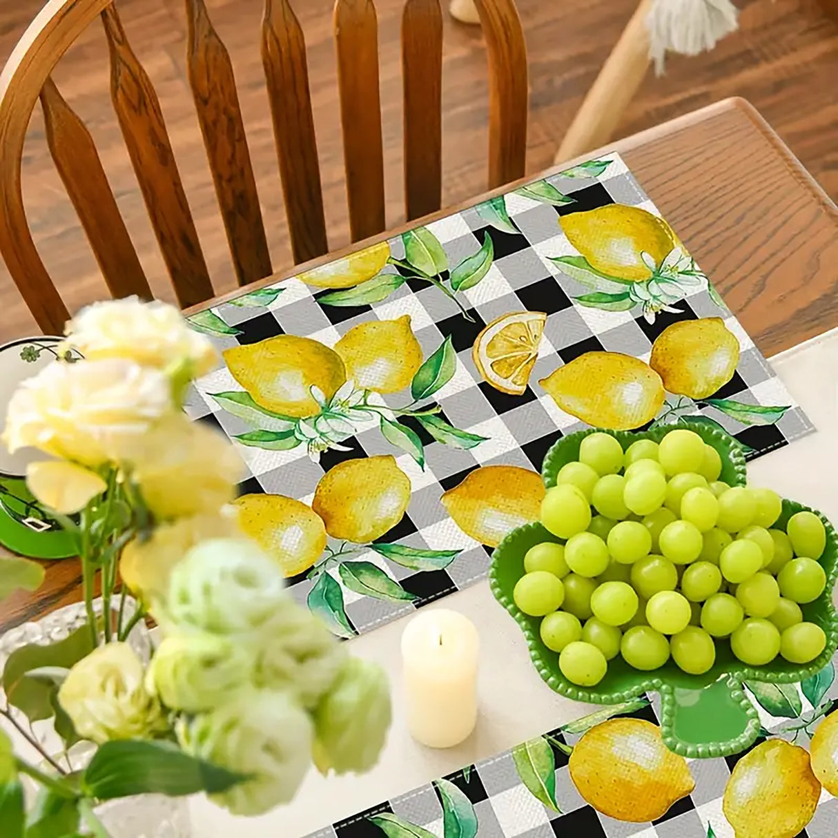 Lemon Burlap Table Mats Set