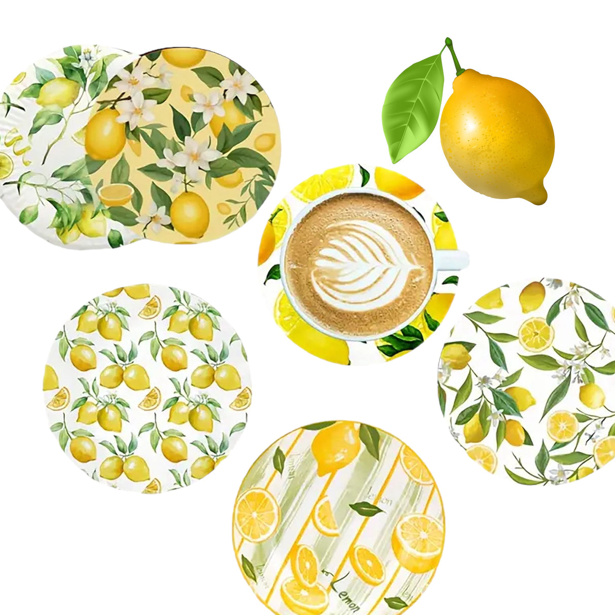 Lemon Trees Wooden Coasters Set of 6