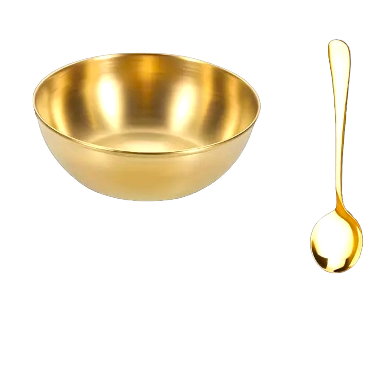 Gold Condiments Bowl and Spoon Set of 2