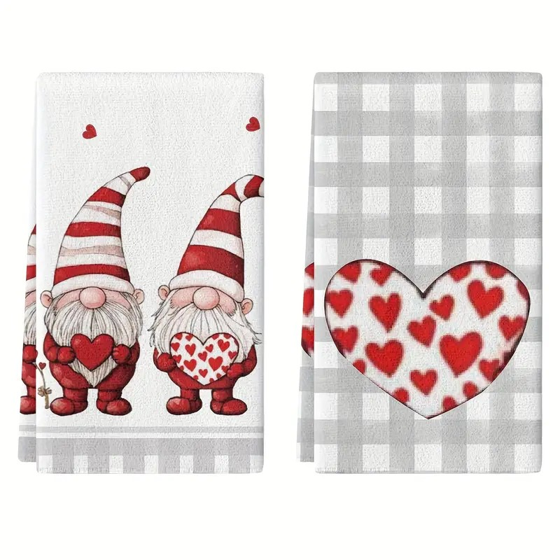 Valentine's Gnomes Kitchen Towels Set