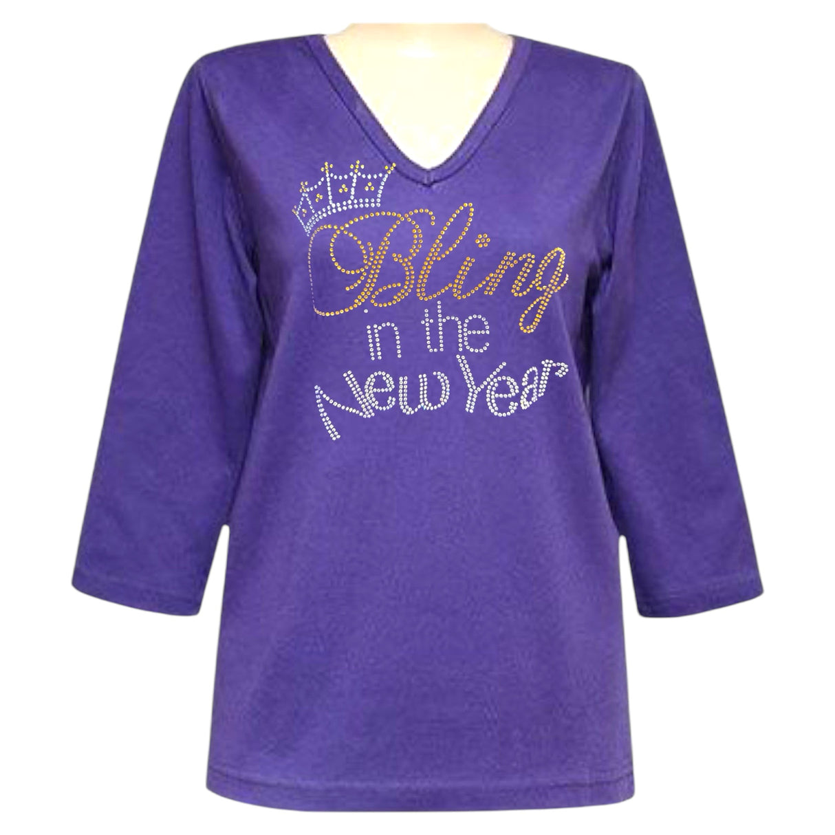 Bling in The New Year 3/4 V-Neck Shirt