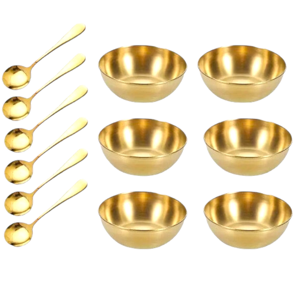 Gold Condiments Bowl and Spoon Set of 2