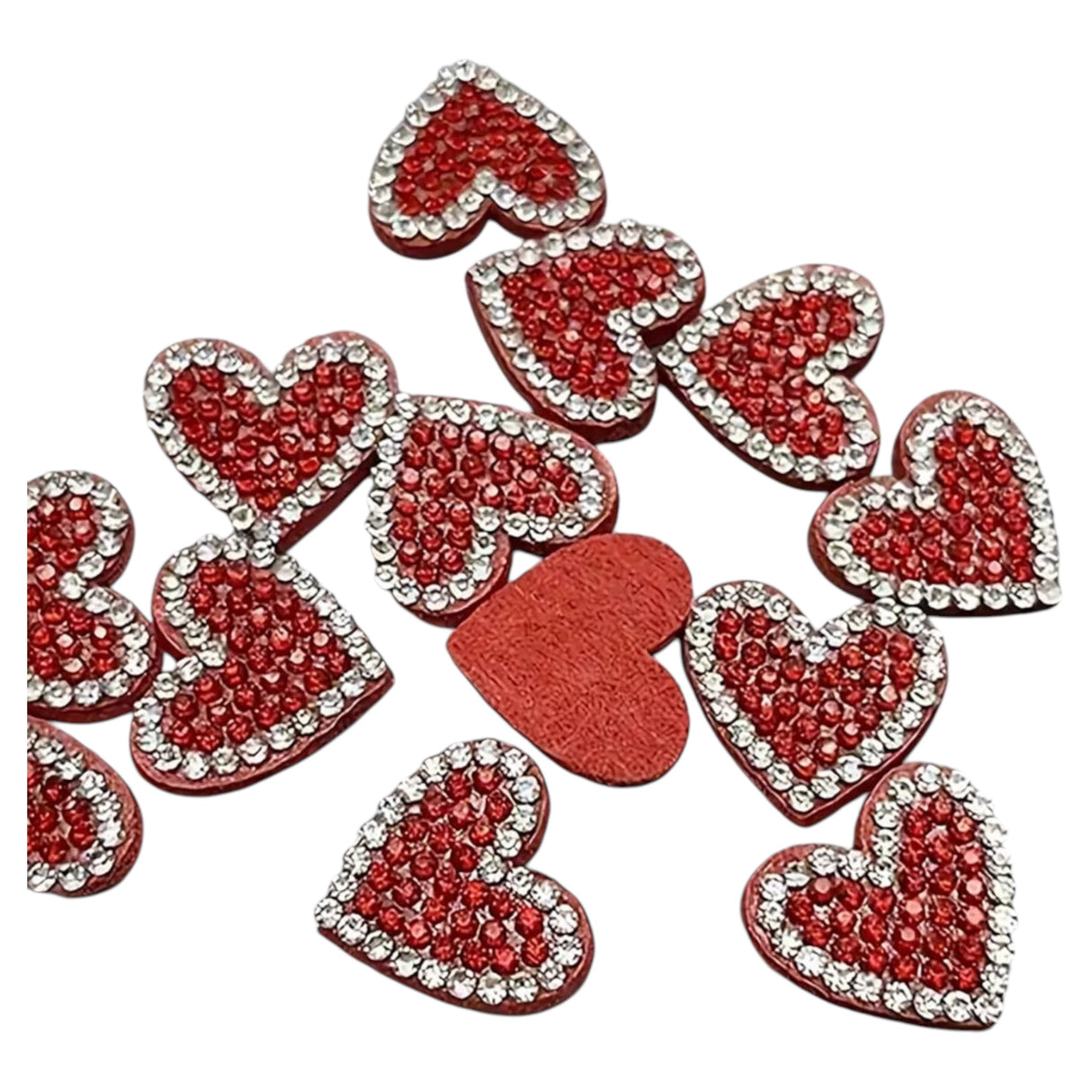 Red Heart Rhinestone Flat Back Set of 4