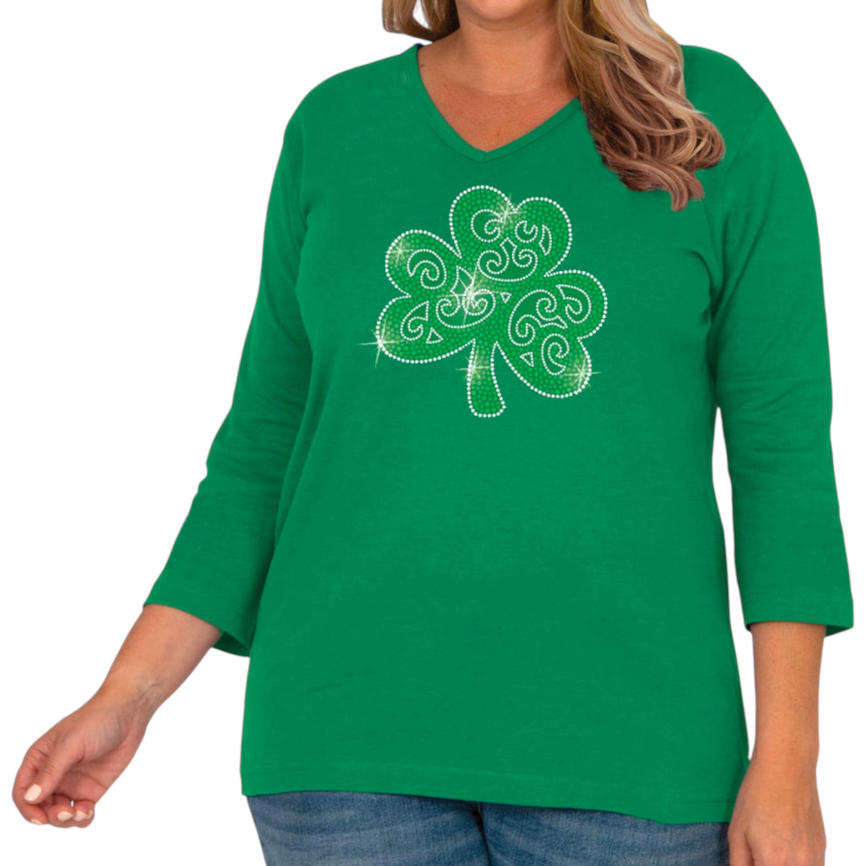 Shamrock St. Patrick's 3/4 V-Neck Shirt