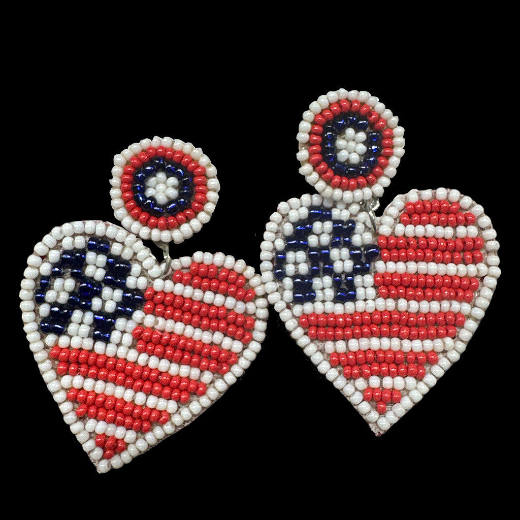 American heart Beaded Earrings