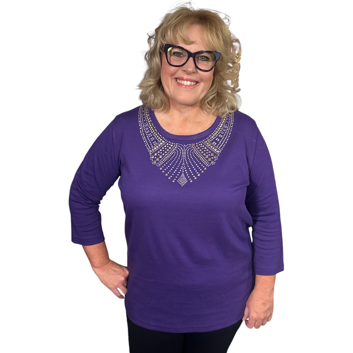 Cynthia  3/4 Scoop Neck Shirt