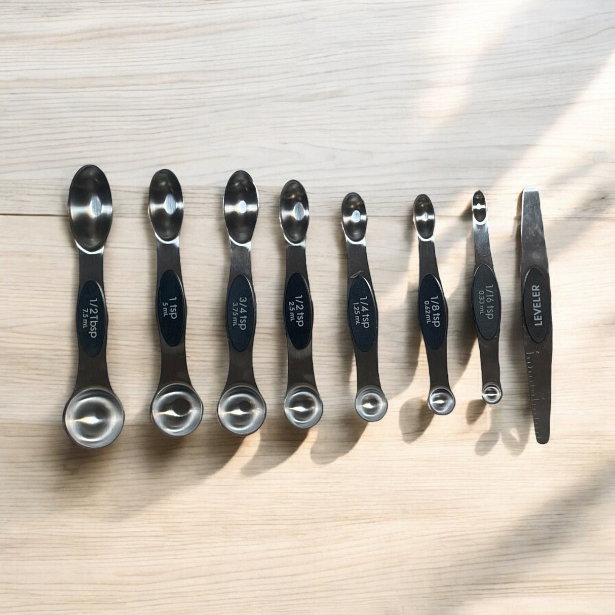 Magnetic Measuring Spoons Set of 9 - Dual Sided Stainless Steel