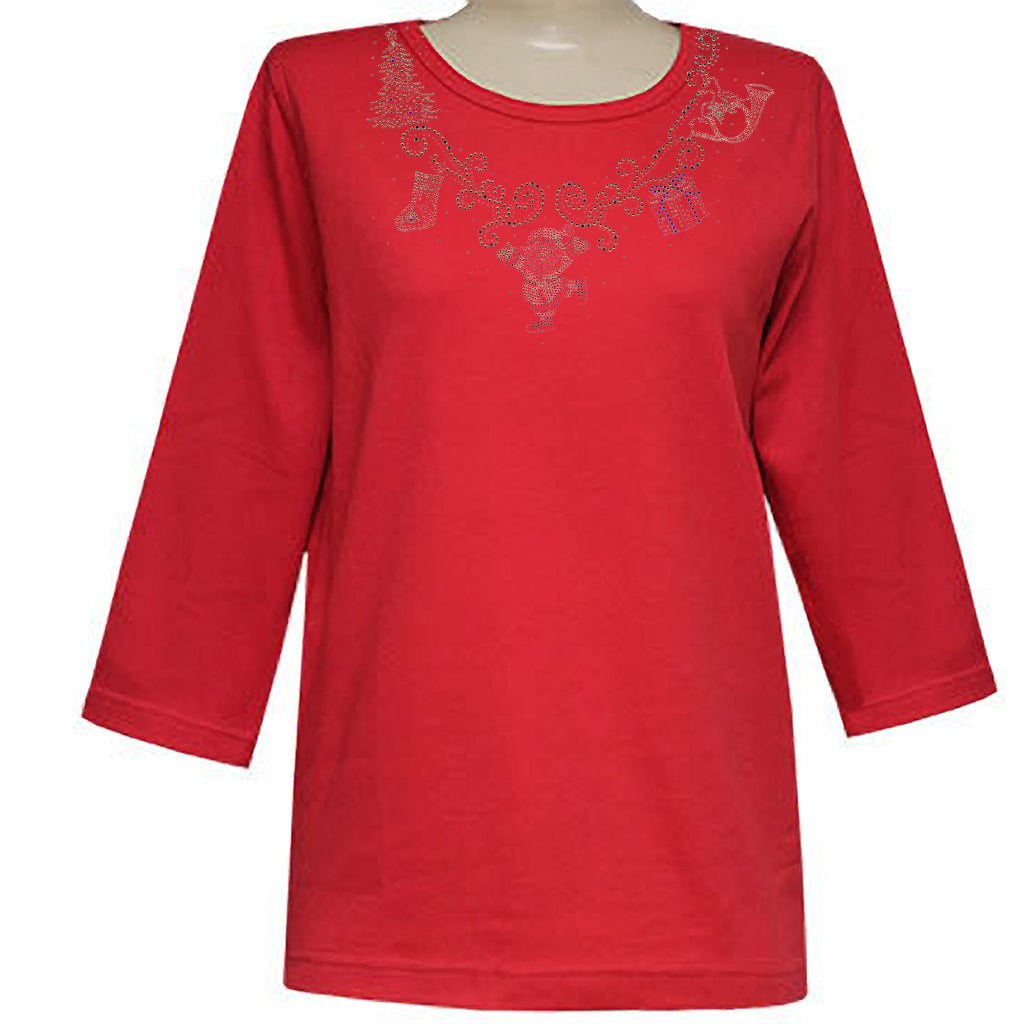 Xmas 3/4 Sleeve Scoop Top