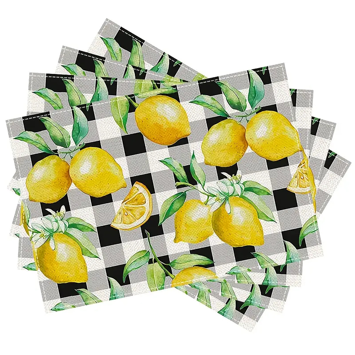 Lemon Burlap Table Mats Set