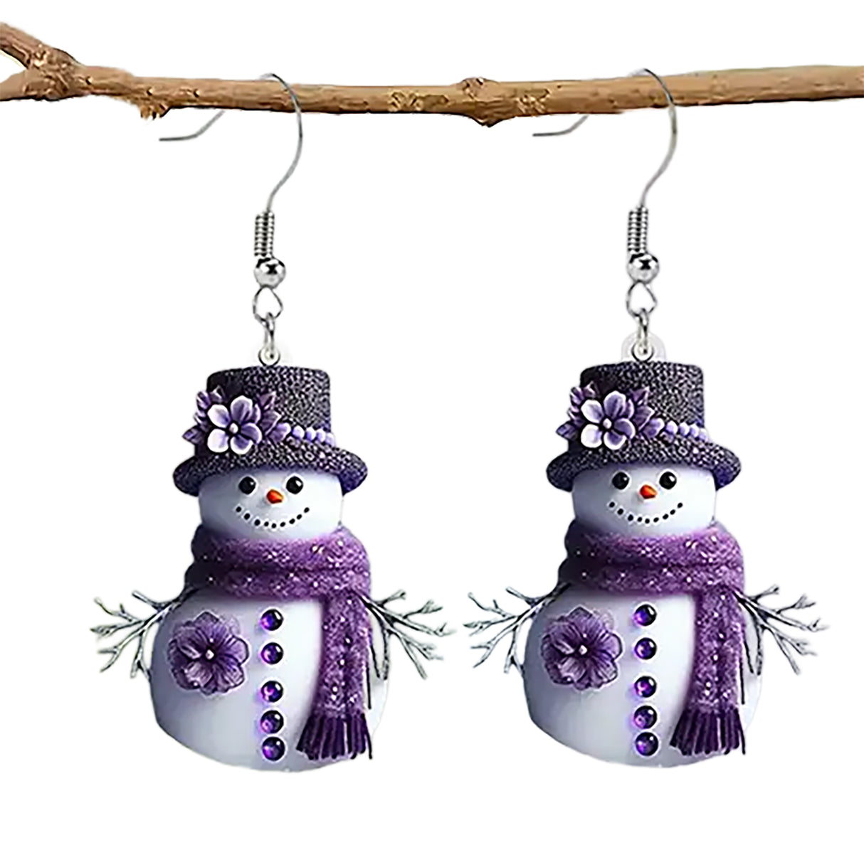3pcs Fashionable Acrylic Snowman Jewelry Set