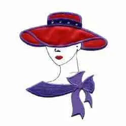 Sarah Red Hat Lady Satin Hat with Bling Iron On Patch