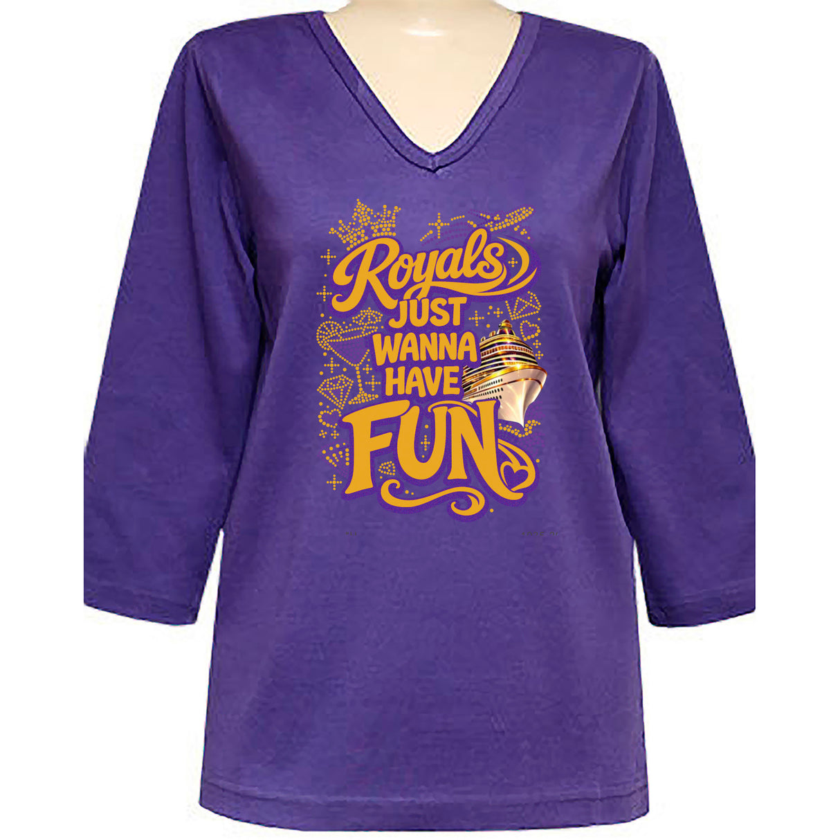 Royals Just Want to Have Fun 3/4 V-Neck Classic