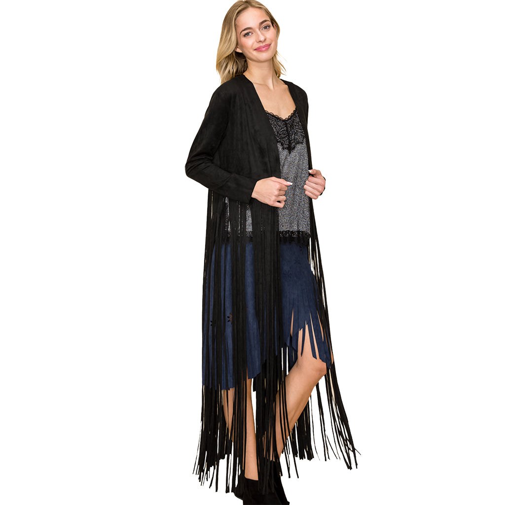 Sally Suede Long Fringe Jacket