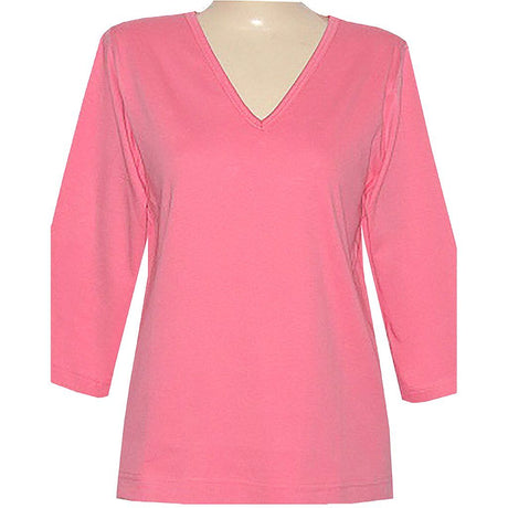 Blank 3/4 V-Neck Pink or Lavender Classic Shirt Apparel Las Olas International Fashion S Pink 