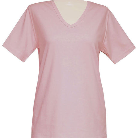 Blank Short Sleeve Pink or Lavender V-Neck Classic Shirt Apparel Las Olas International Fashion M PINK V-Neck