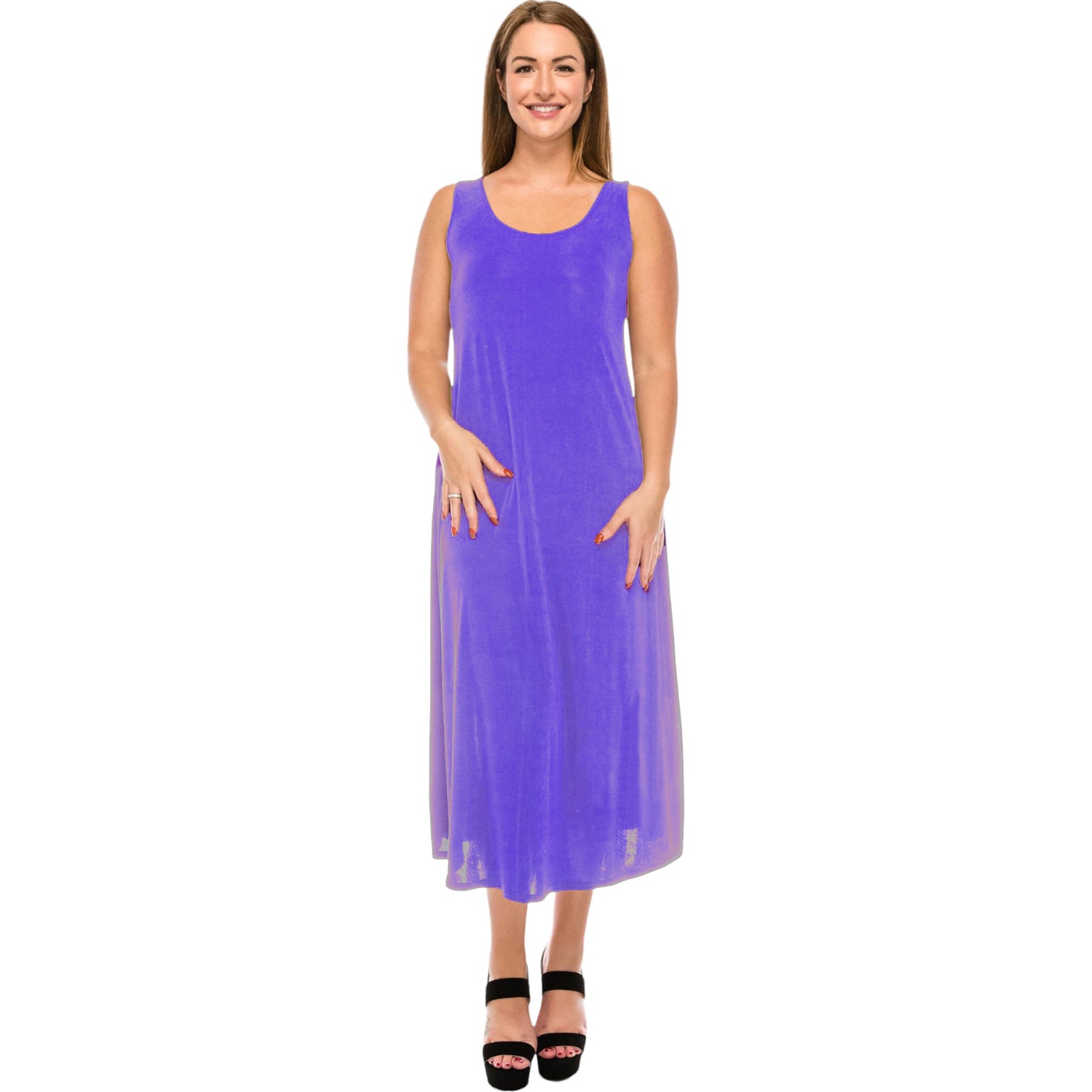 long tank dresses Apny Women's Sleeveless Maxi Dress - Blue